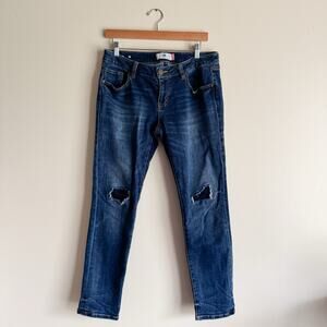 Cabi Dark Wash Slim Boyfriend Distressed Jeans - Size 4
